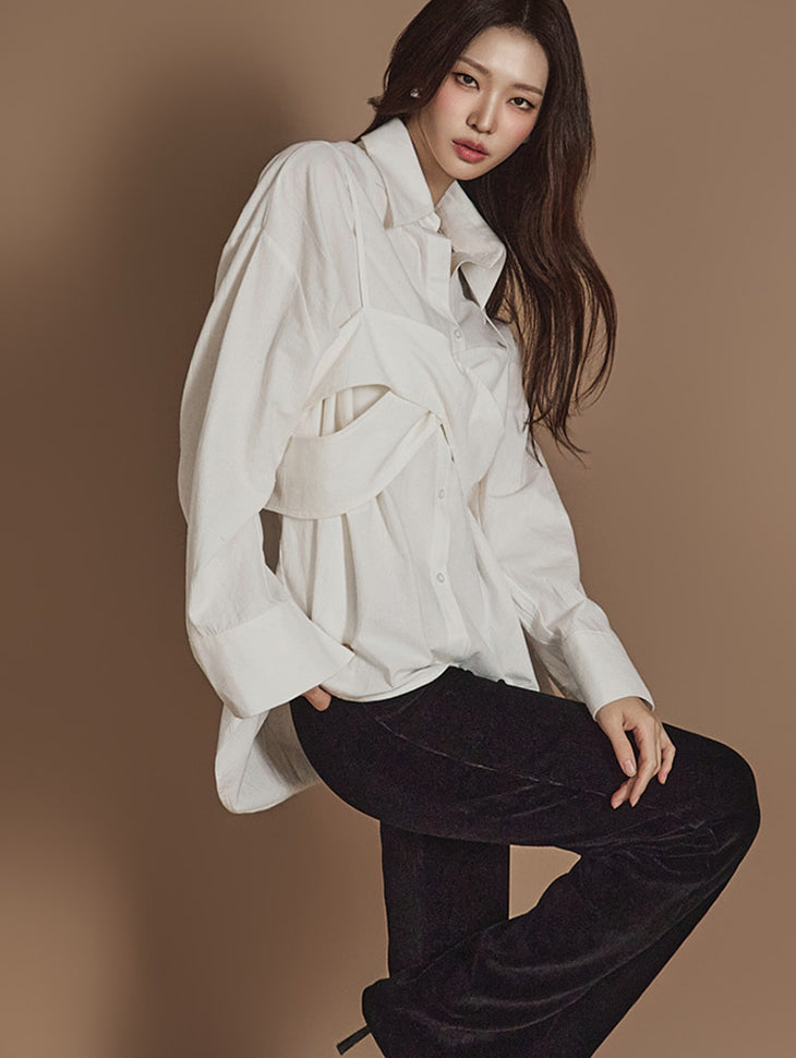 S696 ビスチェ付きシャツ