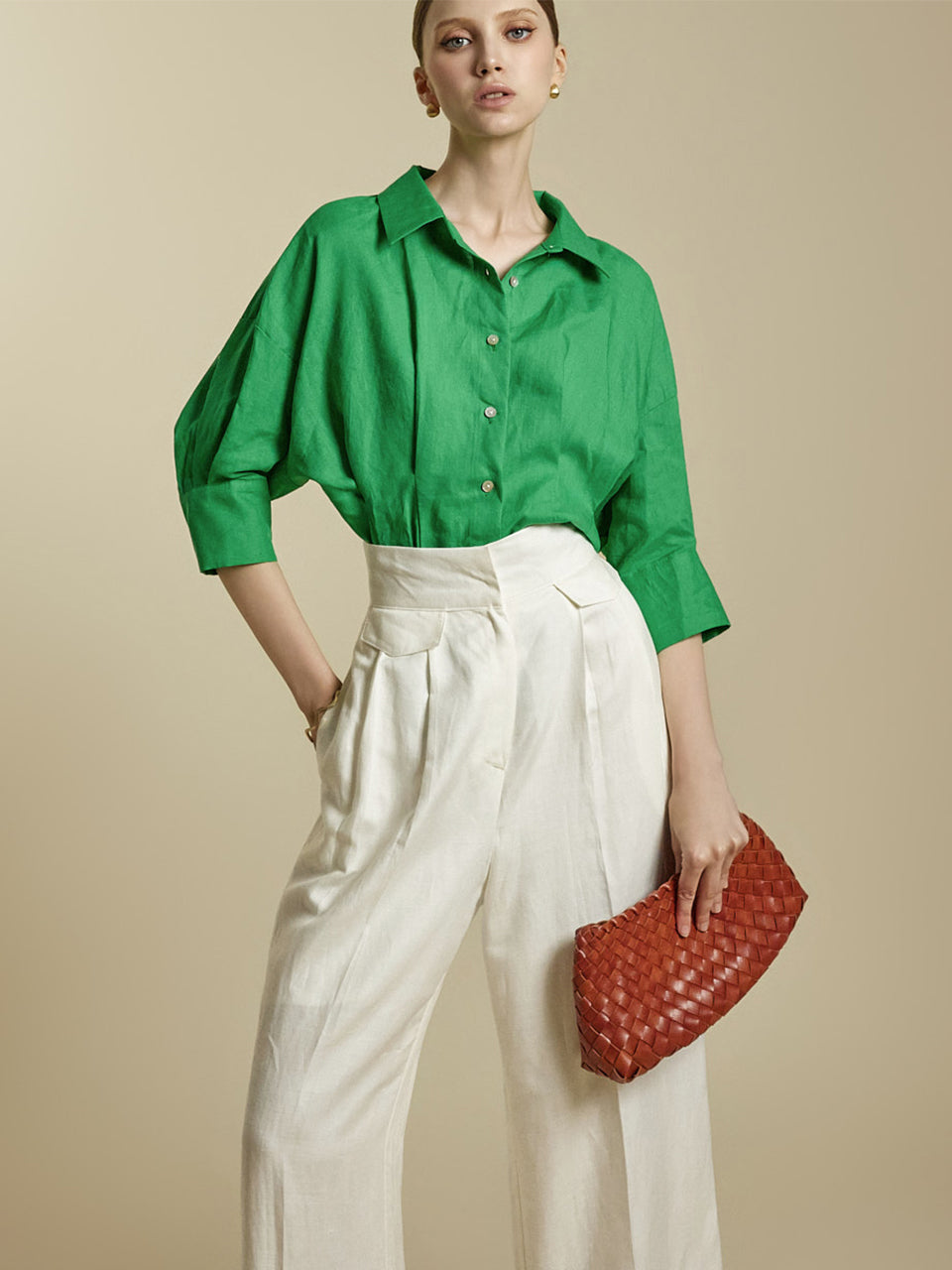 S384 Linen Collar Shirt