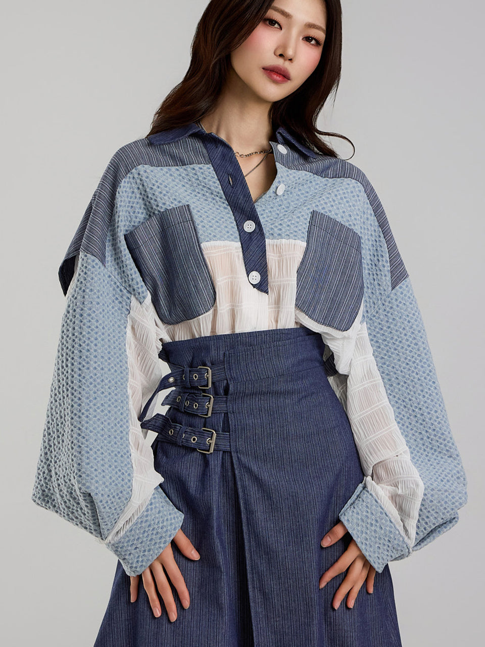 S731 Denim String Shirt