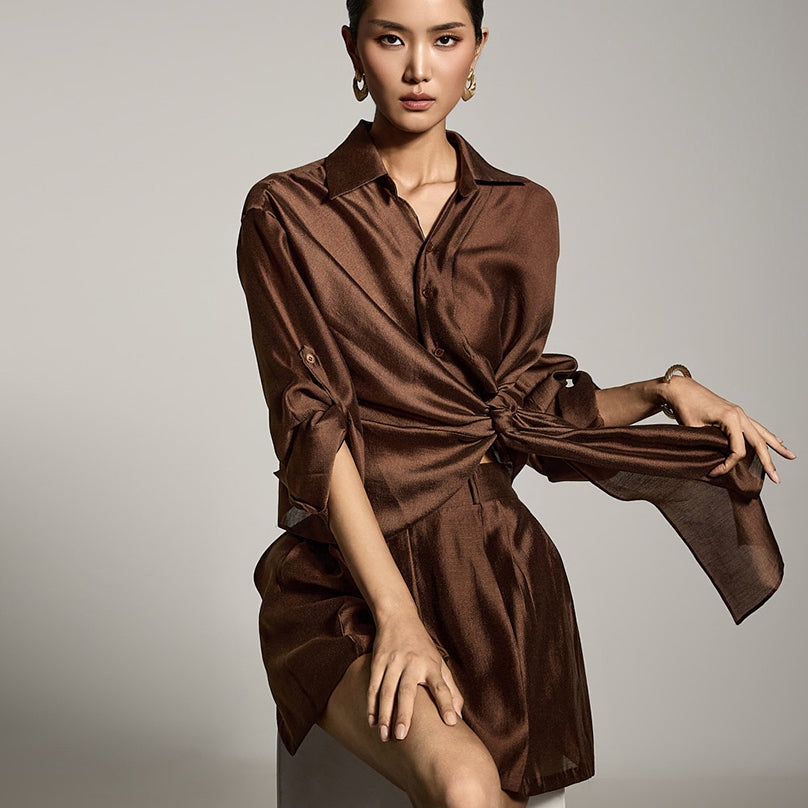 S771 不对称裹身衬衫