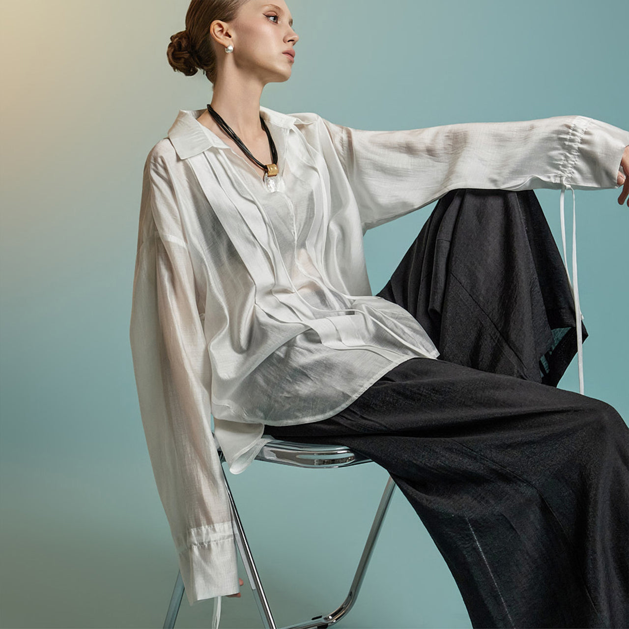 S776 Sheer Oversized Fit Shirt