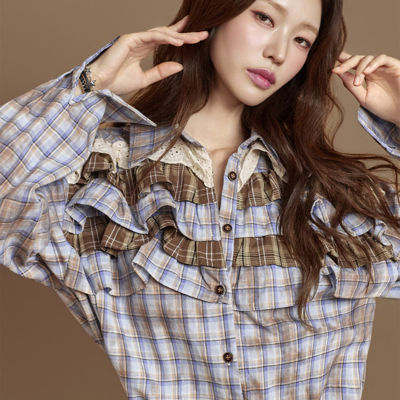 S796 Frill Check Shirts