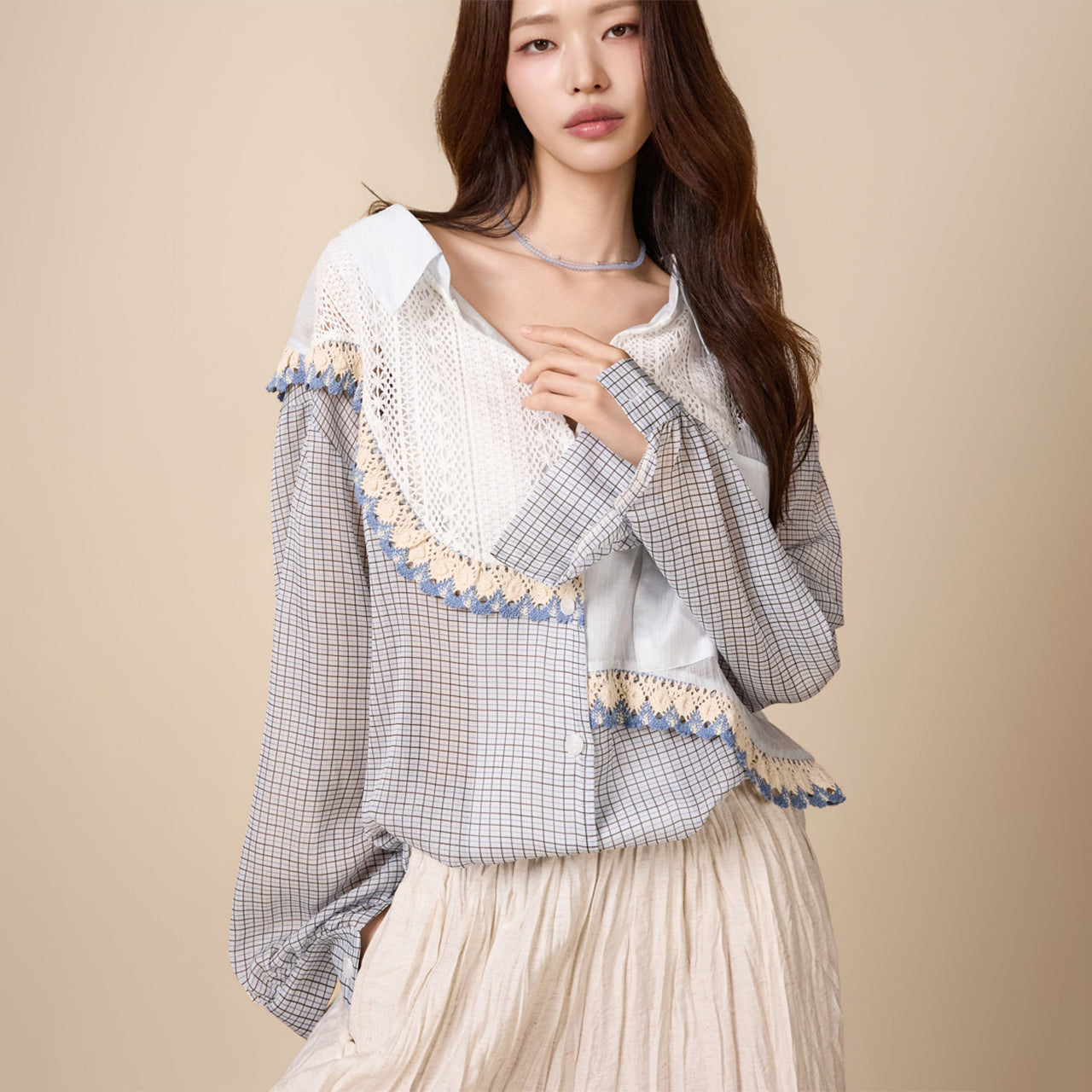 S898 Lace Patchwork Shirts