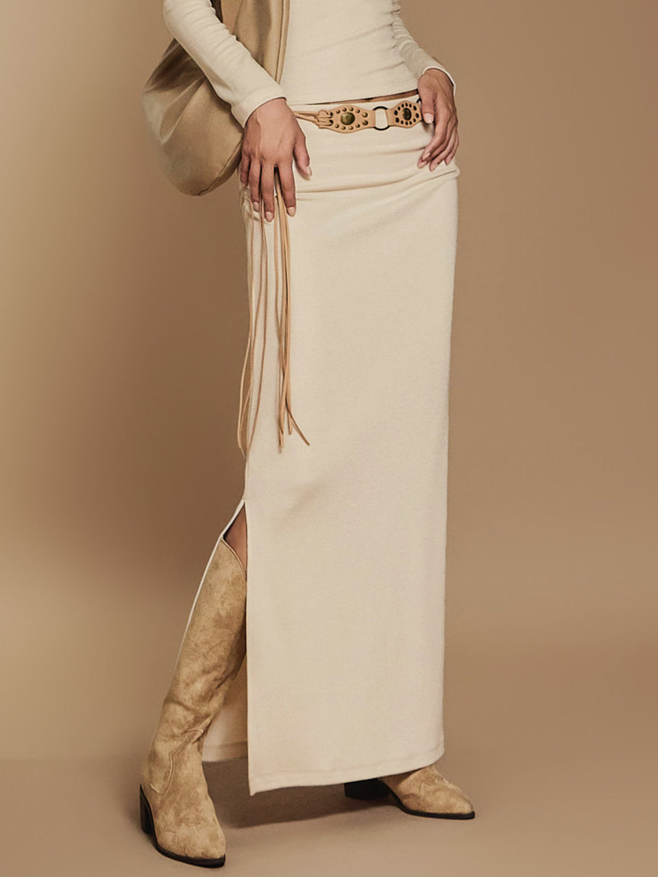 SK2803 シャーリングスリットスカート