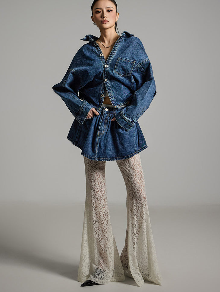 SK2944 デニムレイヤードスカート