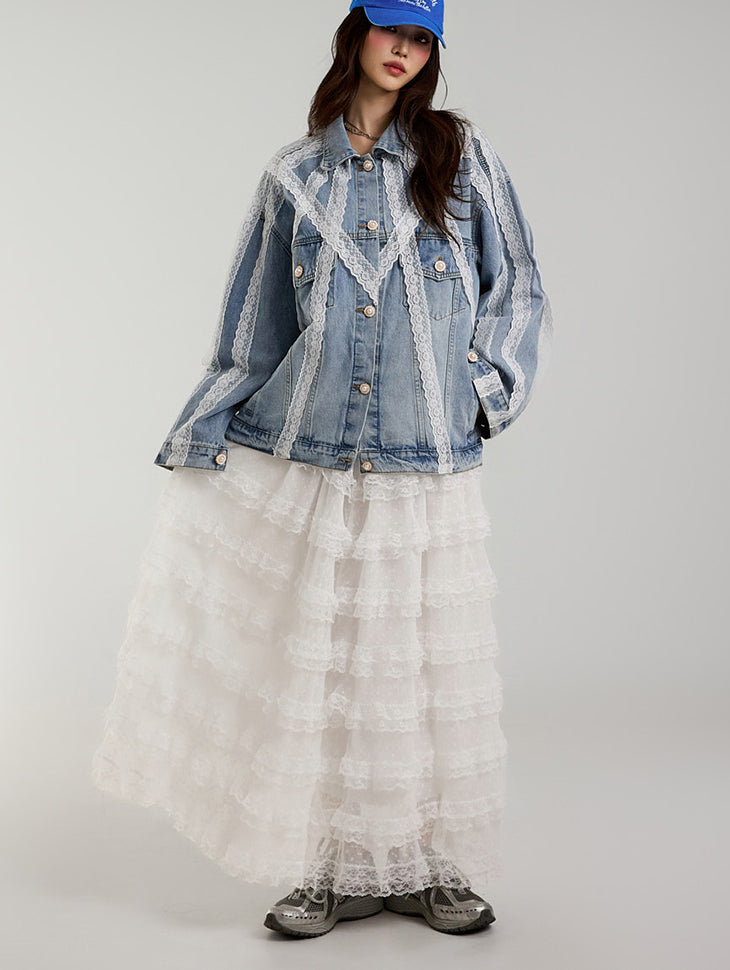 SK2948 レースフリルスカート