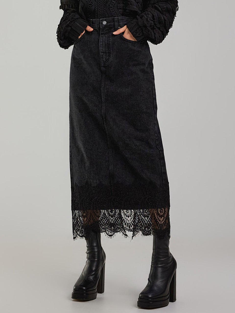 SK2950 Lace Denim Skirt