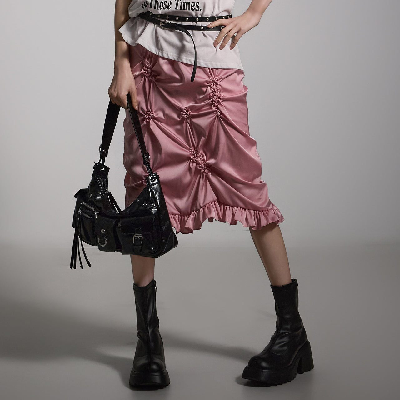 SK2959 Satin Shirring Skirt