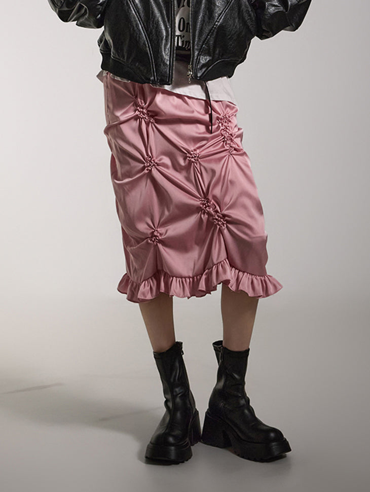 SK2959 Satin Shirring Skirt