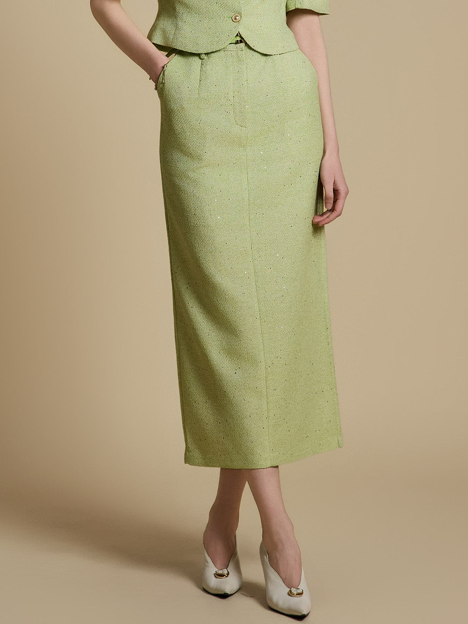 SK2980 粗花呢半身裙(配腰带)