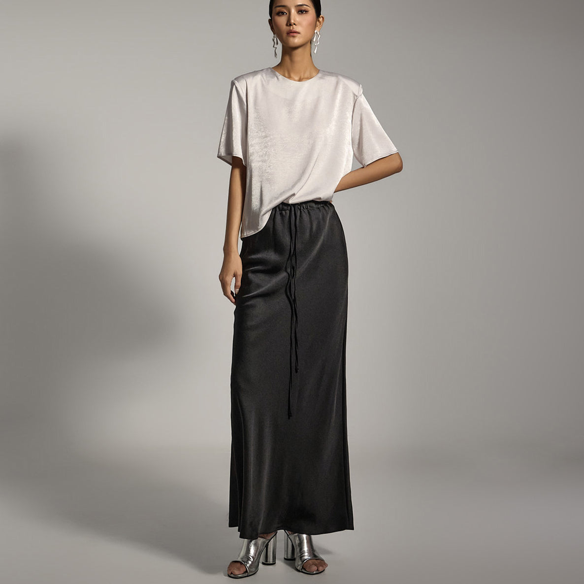 SK2991 Satin Low Waist Skirt