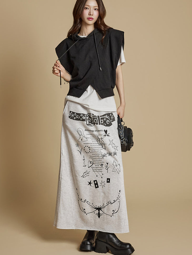 SK3032 Printed Long Skirt