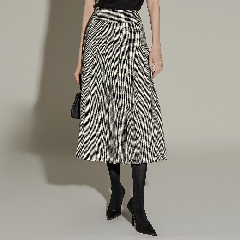 SK3066 Gingham Checkered Pleats Skirt