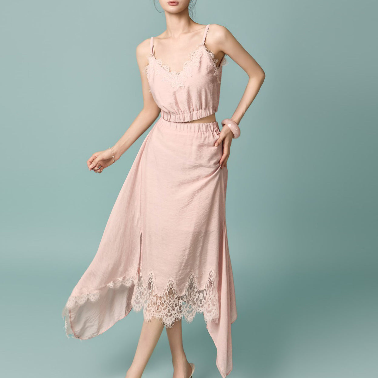 SK3239 Lace Asymmetrical Skirt