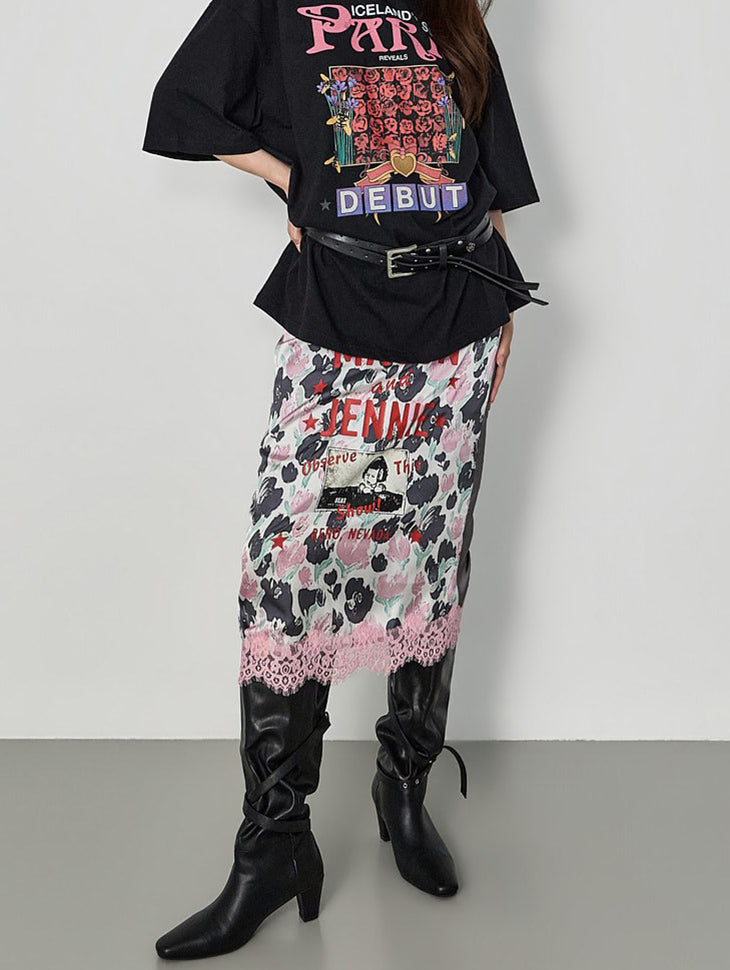 SK3270 Lettering Flower Skirt