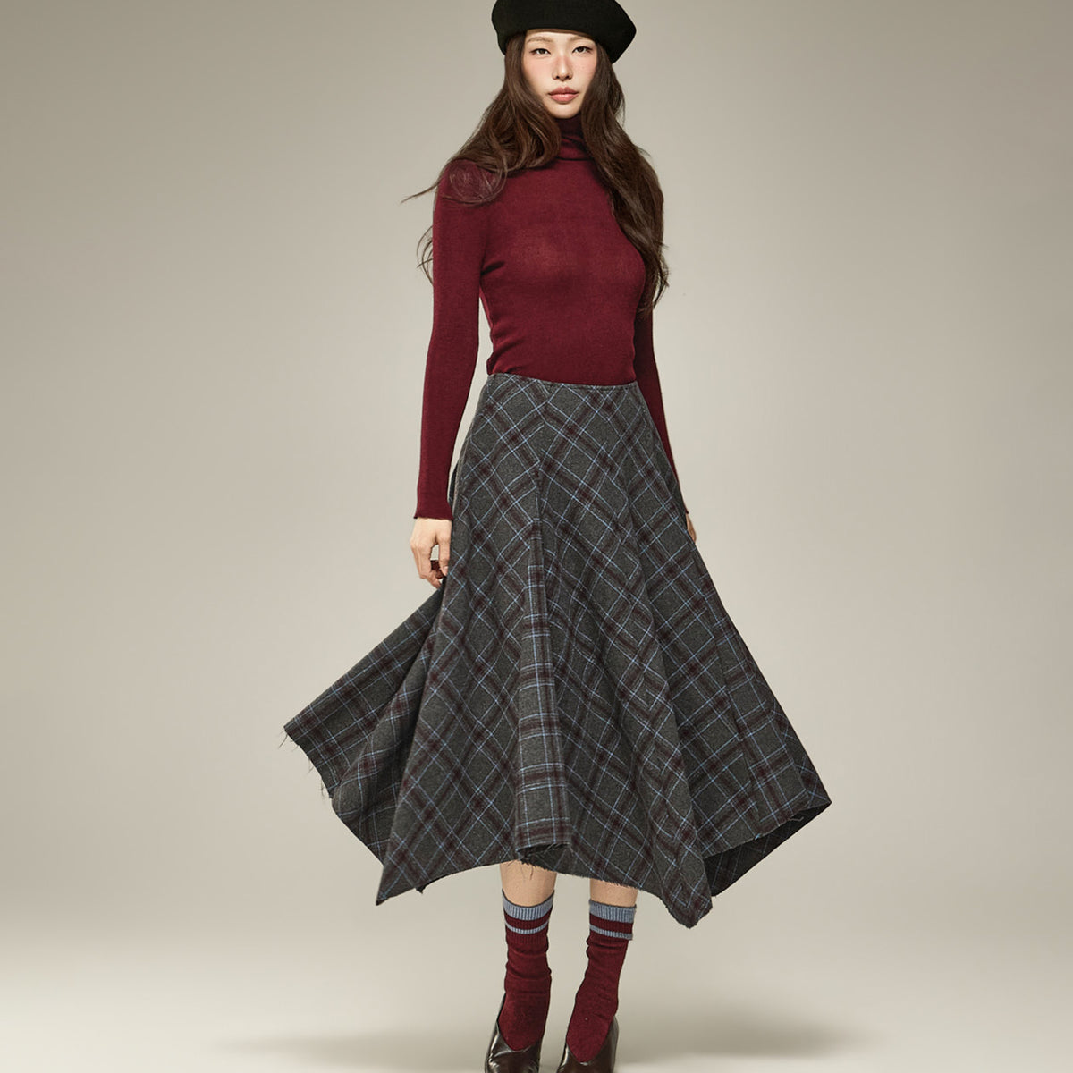 SK3279 Asymmetrical Wool Skirt