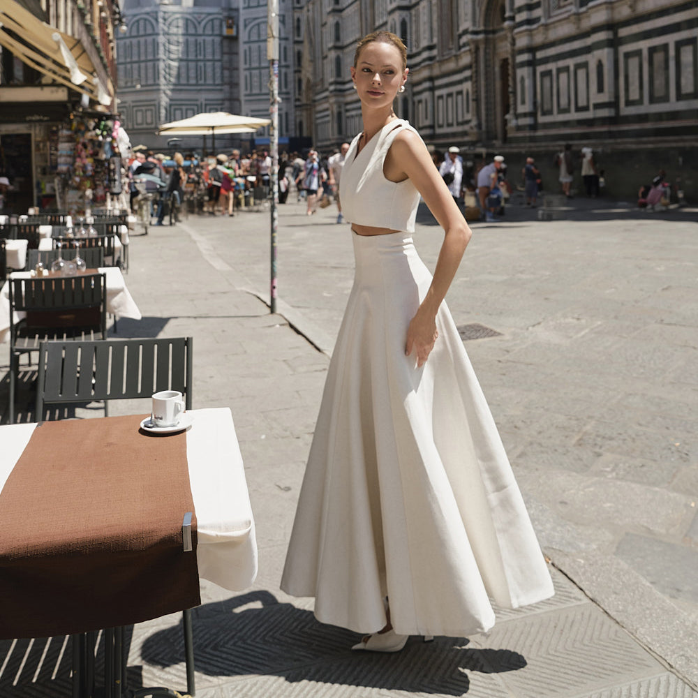 SK9244 亚麻喇叭裙