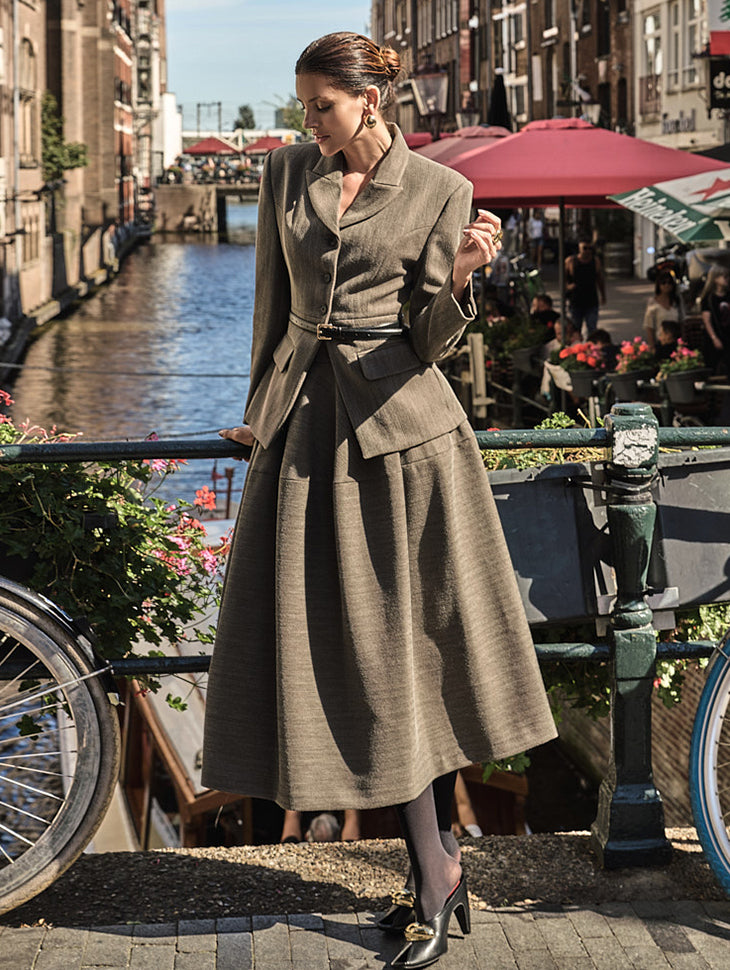 SK9286 Herringbone Flare Skirt