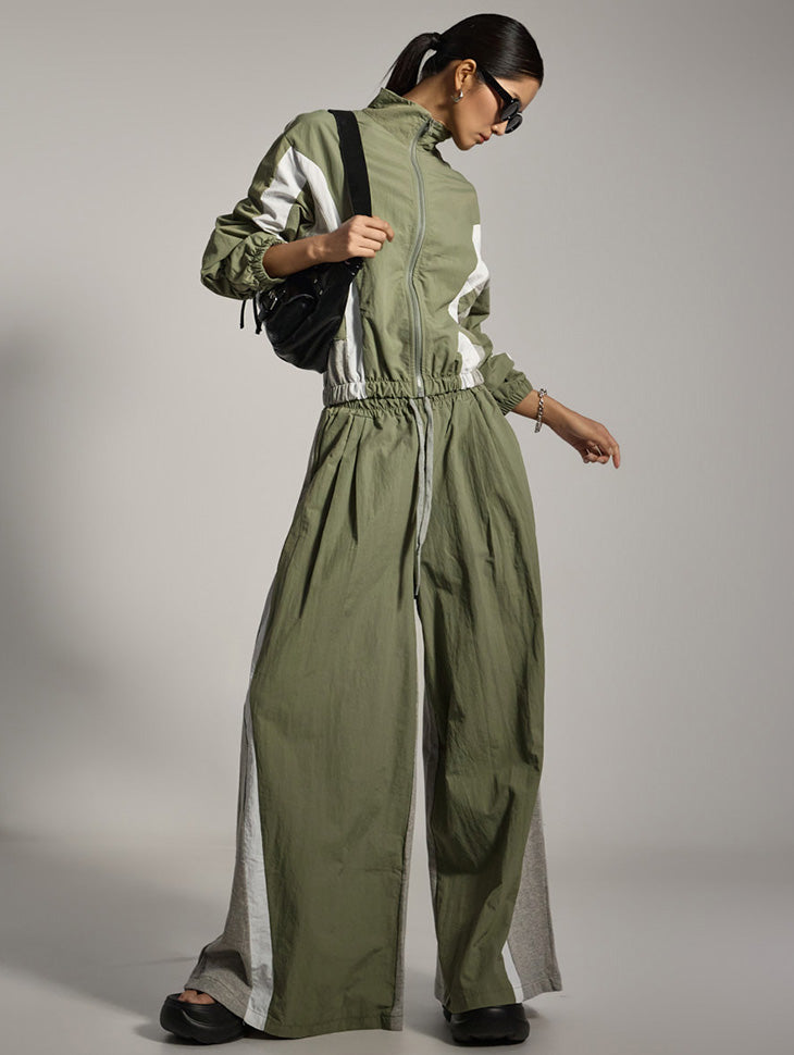 TP2134 カラーブロック ジップアップ ジャケット&パンツセット