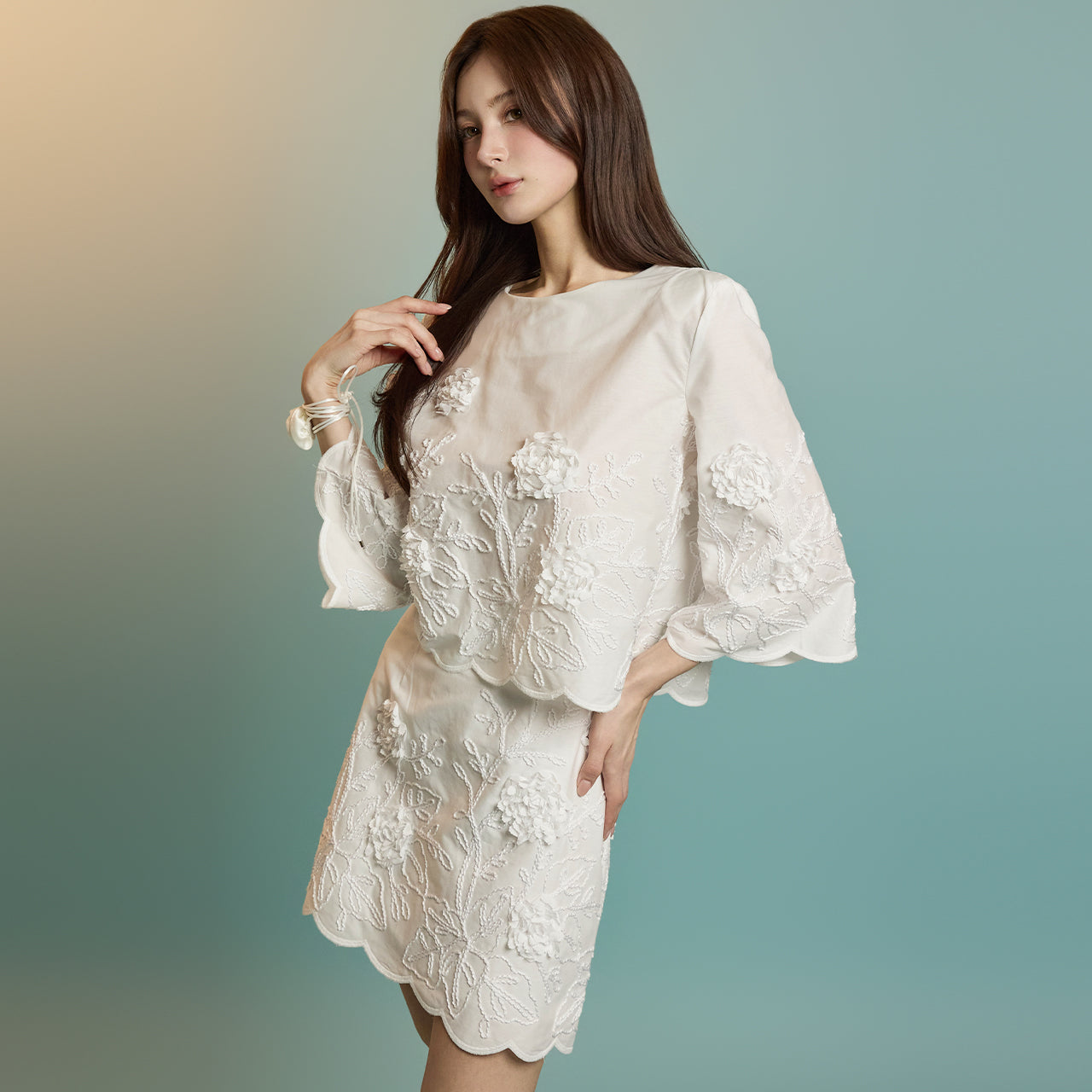 TP2135 刺繍ブラウス&スカートセット