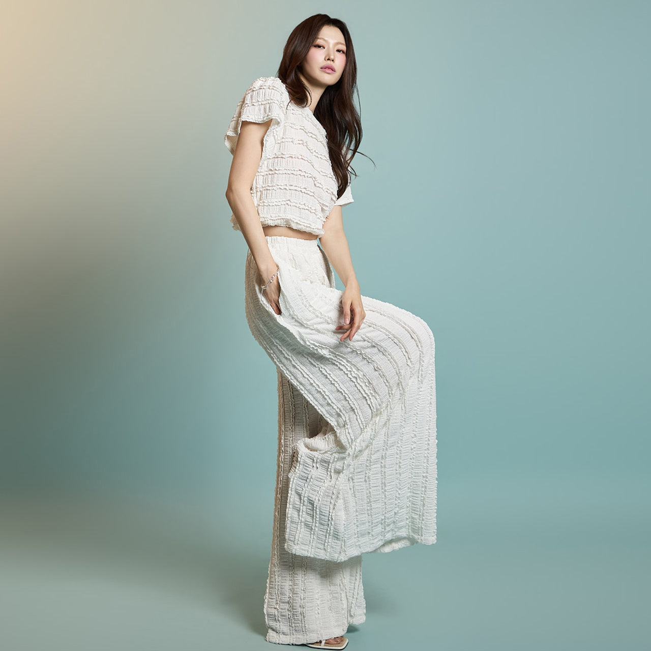 TP2168 フリルトップス&パンツセット