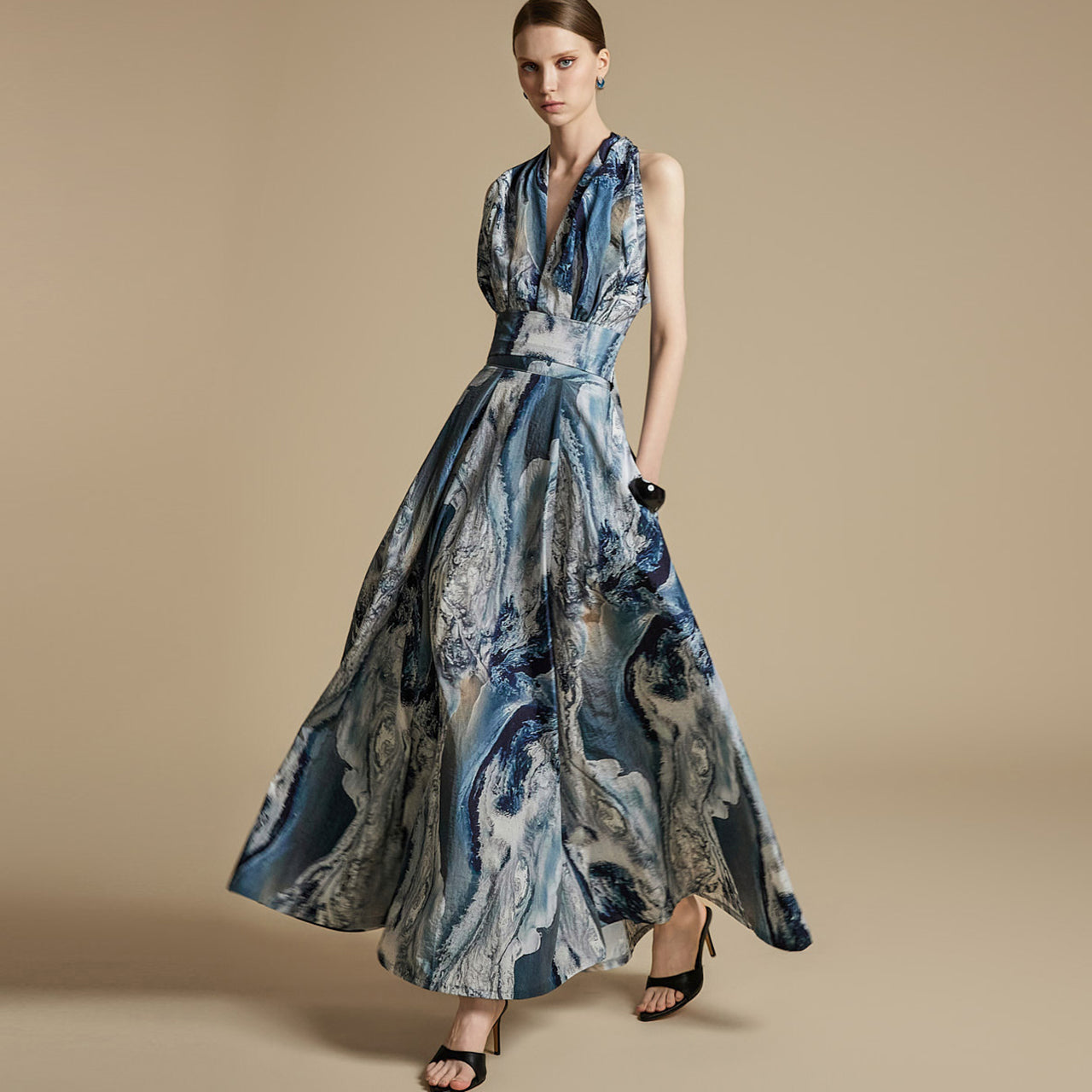 TP9151 Abstract Printed Top and Skirt Sets