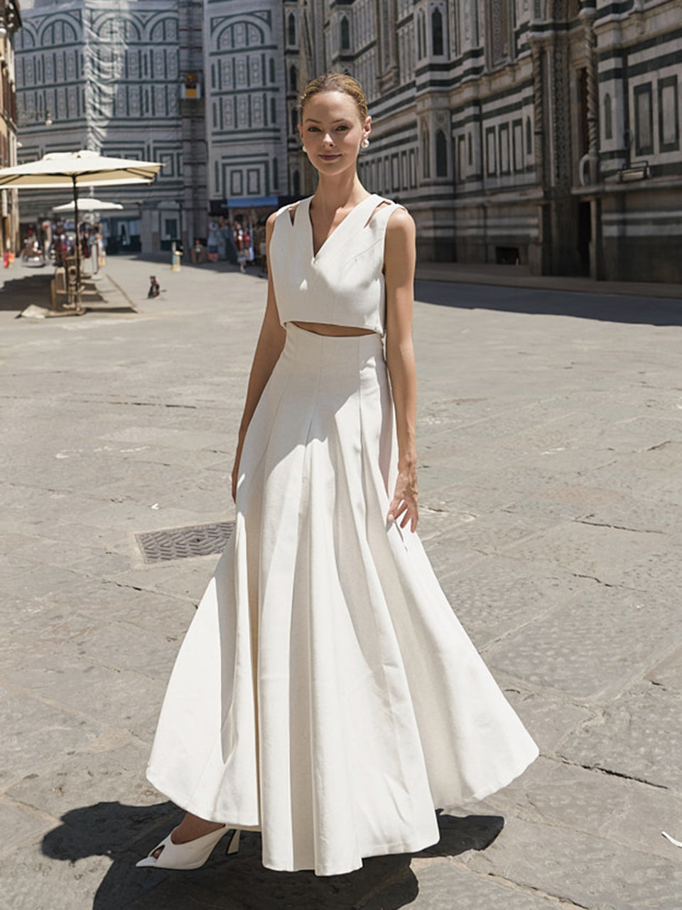 TP9153 Linen Top and Skirt Set