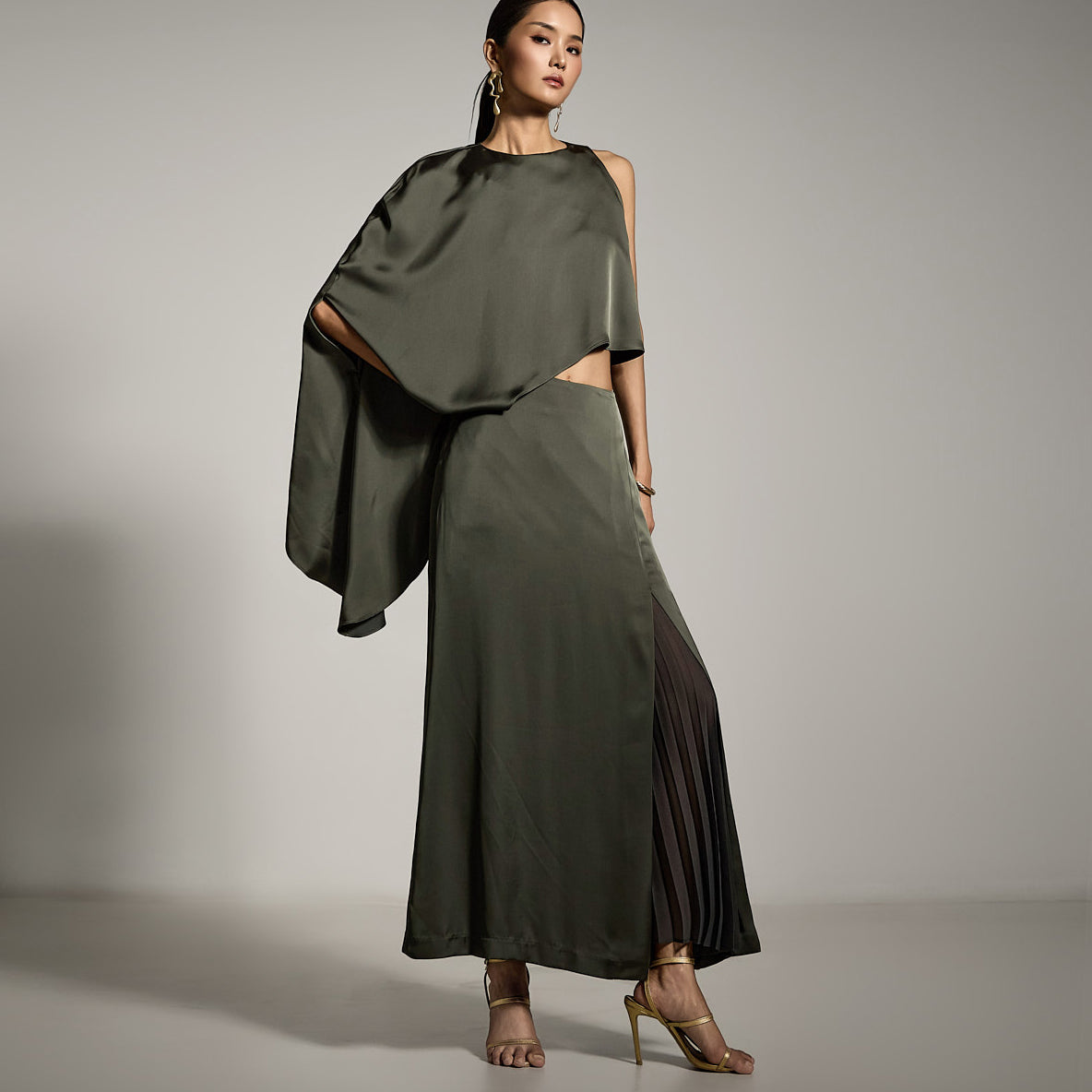 TP9173 Asymmetric Blouse and Skirt Set