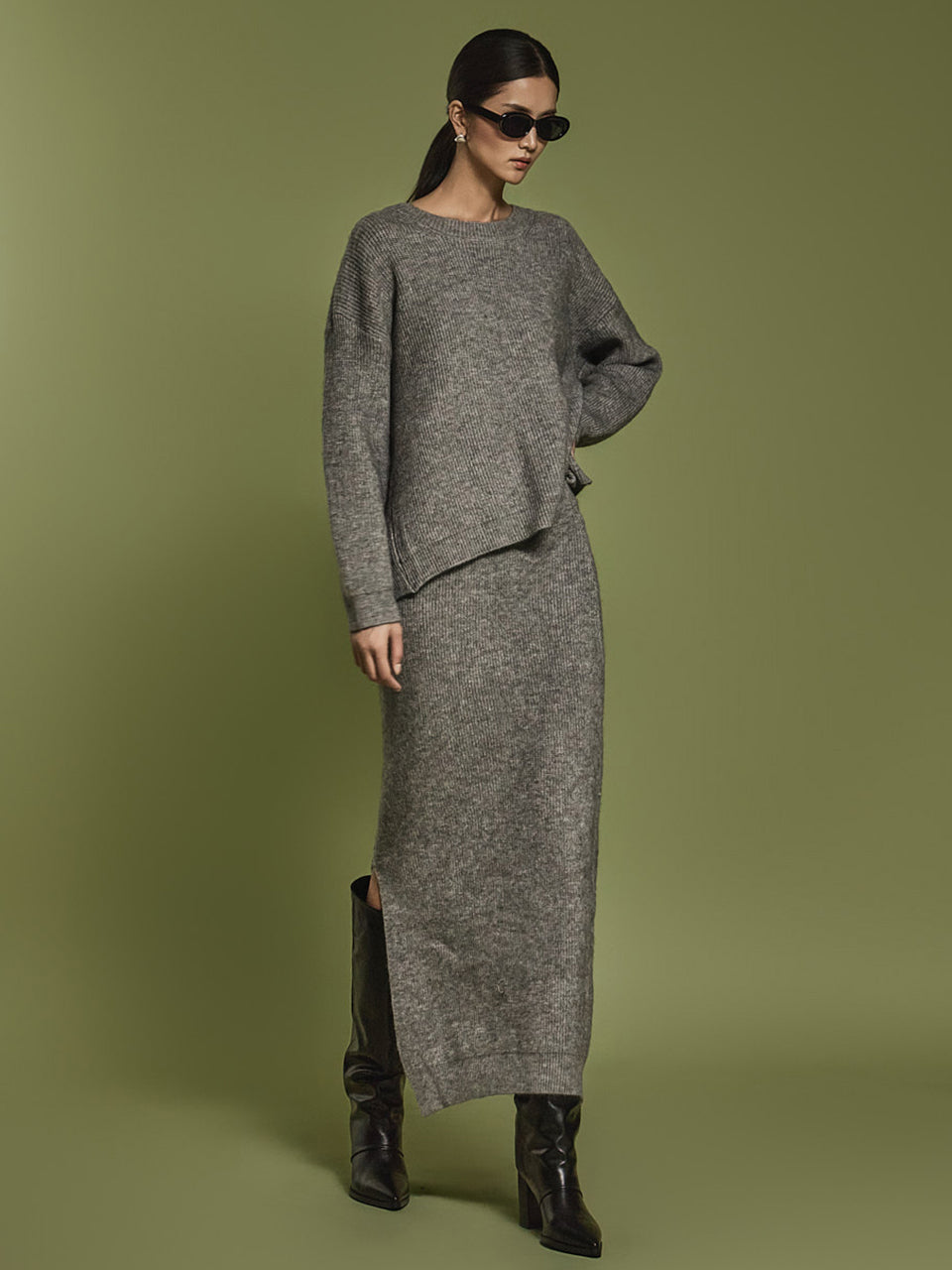 D5113 ニットウールツーピース