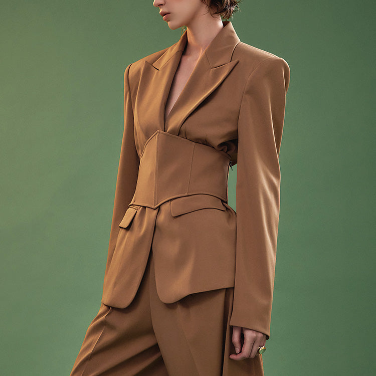 MBDJ006 定制一粒扣单外套(抹胸套装)