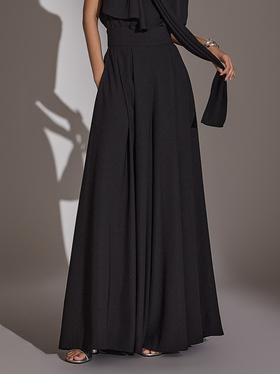 P9085 High Waist Pintuck Wide Slacks