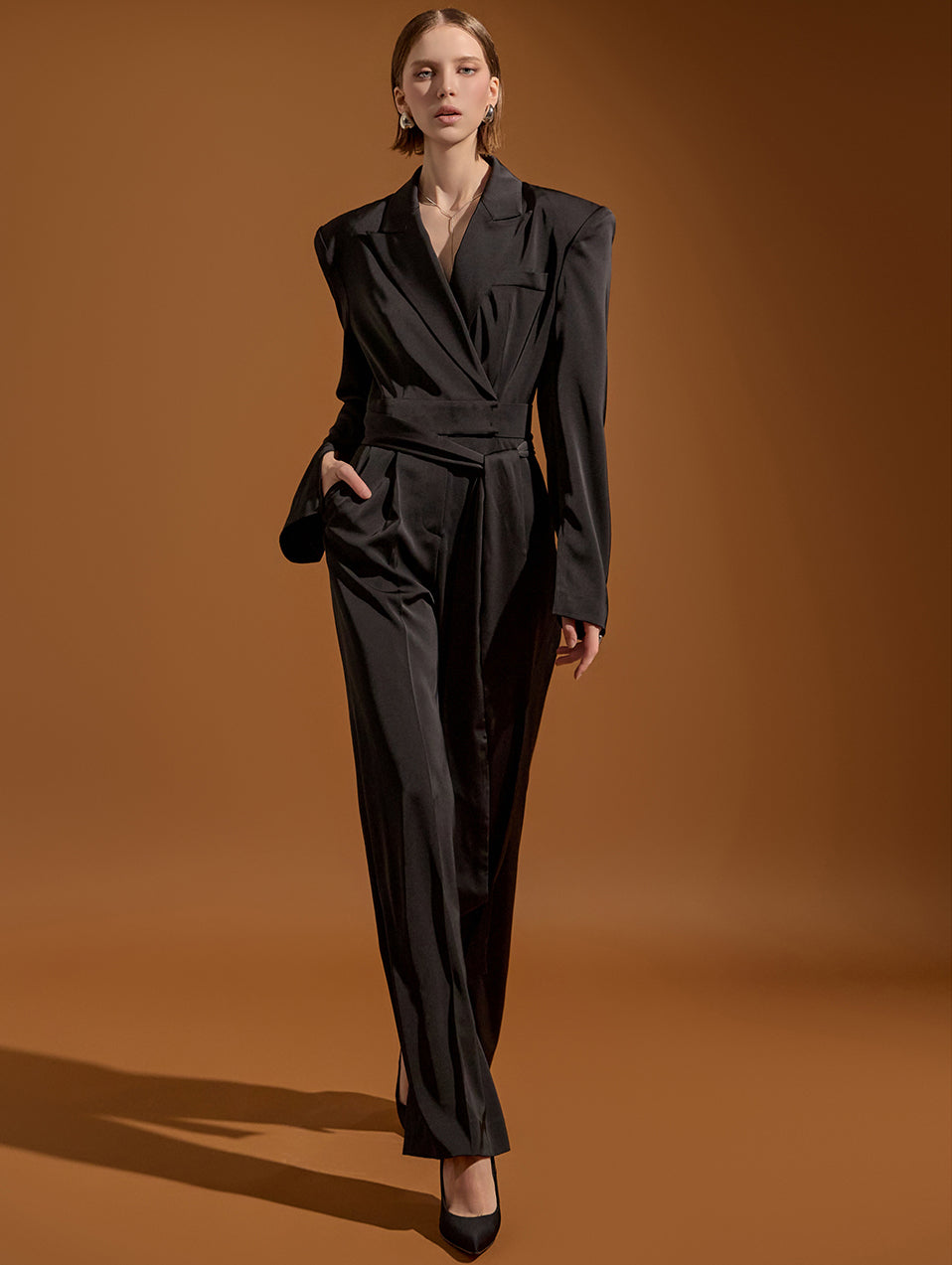 MBDJS002 テーラードスリムロングジャンプスーツ(ベルトセット)