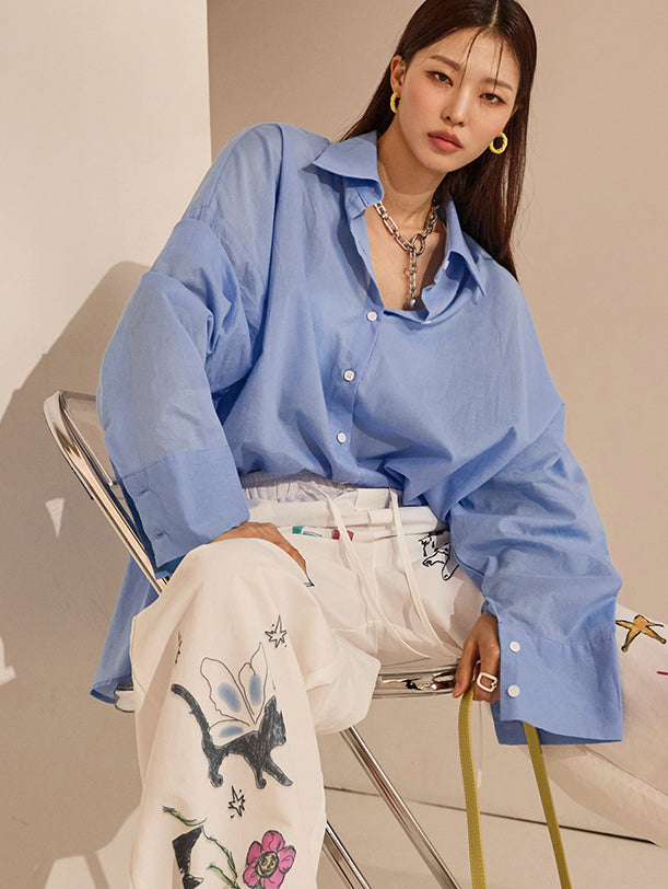 S551 Back Slit Strap Shirt