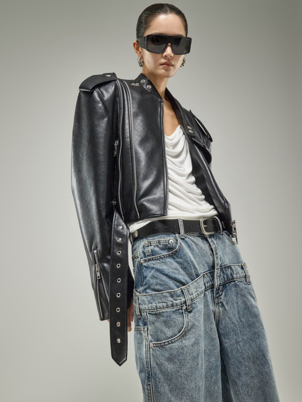 J3144 Vegan Leather Biker Jacket