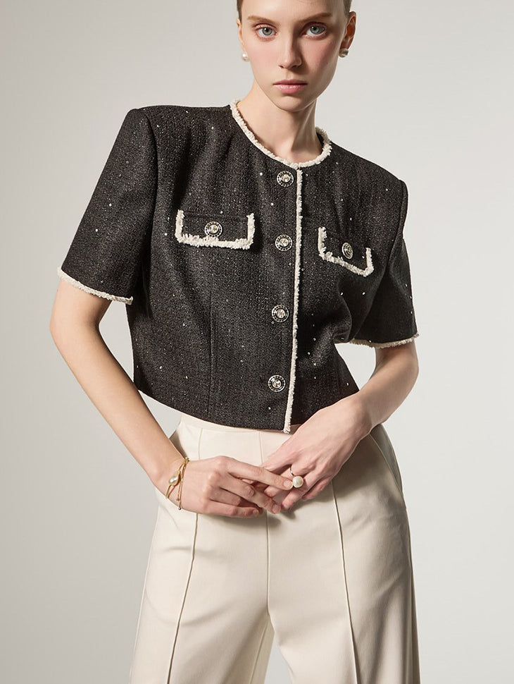 J3176 Tweed Contrast Jacket