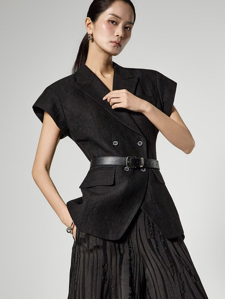 J3201 Linen Sleeve Jacket with Belt