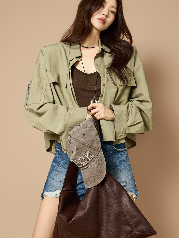 J3213 Pocket Crop Jacket