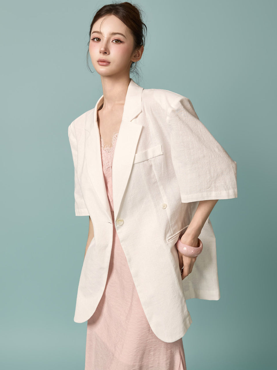 J3237 Linen Slit Jacket