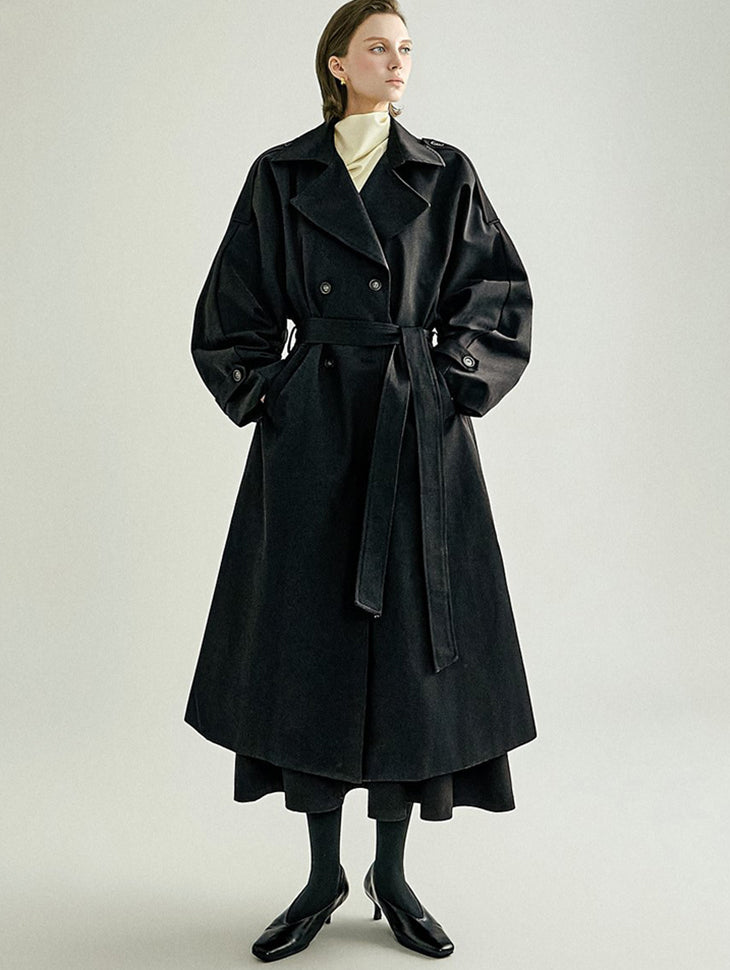 J3277 Wide Lapel Trench Coat