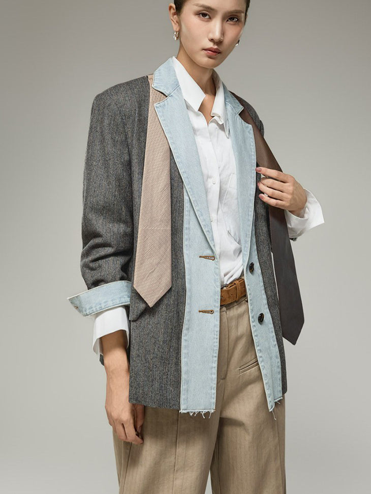 J3322 Denim Mix Wool Jacket