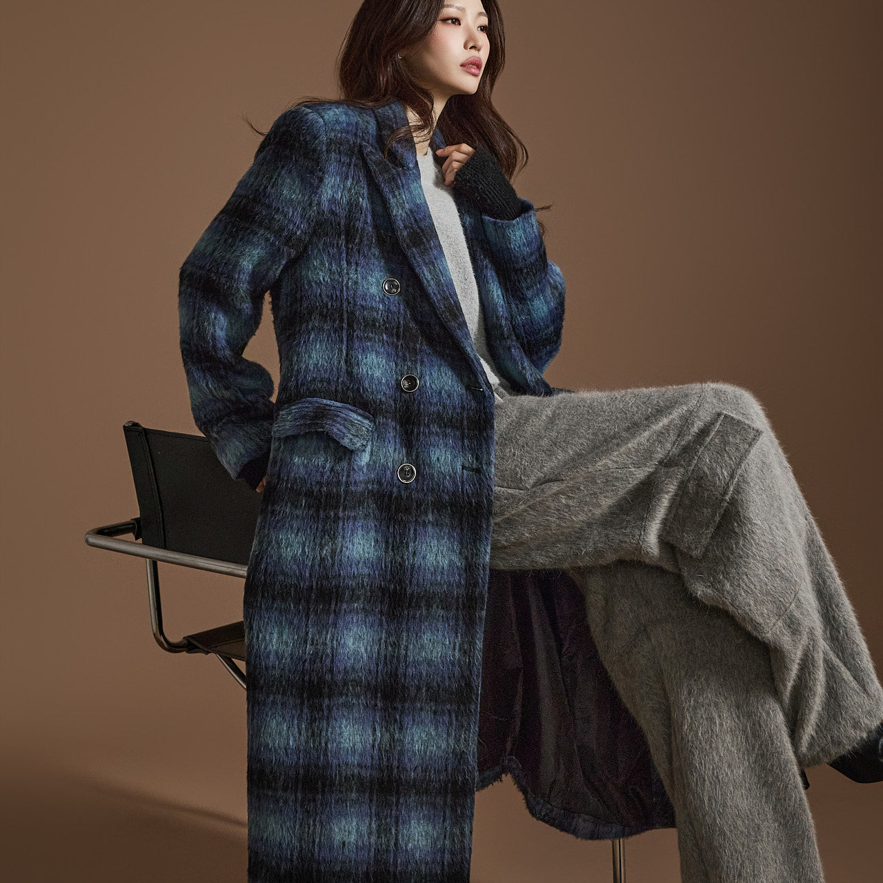 J2527 Plaid Double Coat