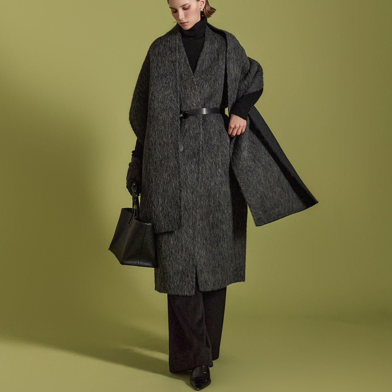 J2551 Handmade Wool Coat With Belt