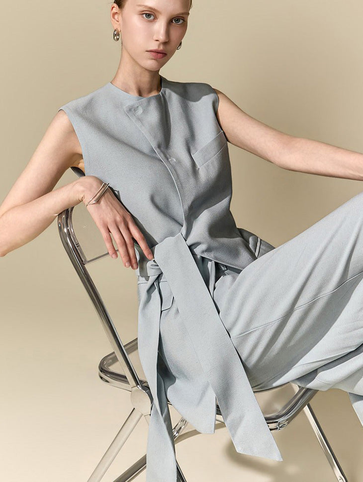 J9376 Linen Wrap Long Vest