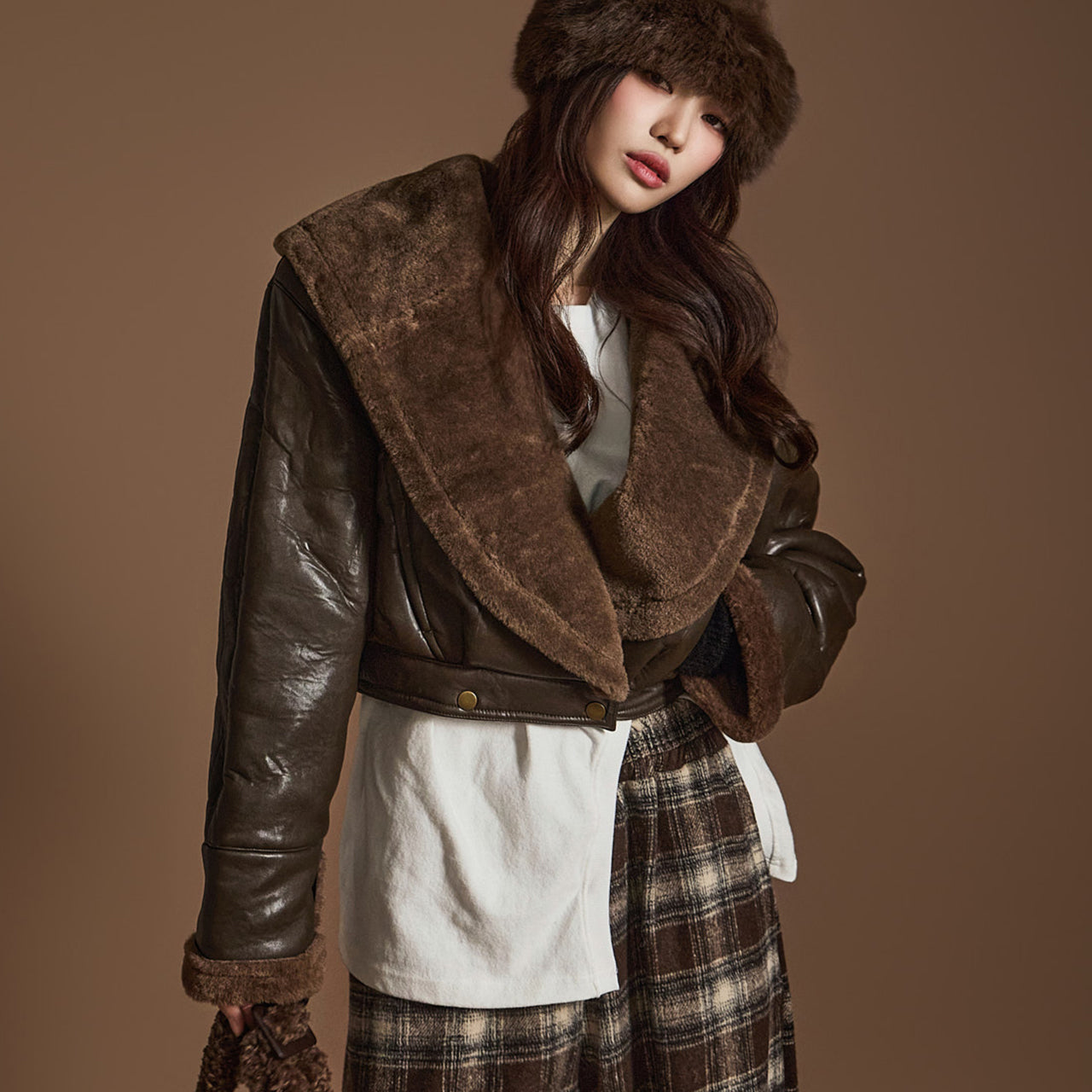 J2532 Shawl Collar Shearling Jacket