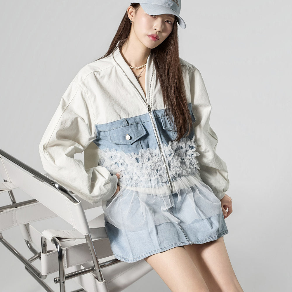 J3121 Tulle Layered Jacket