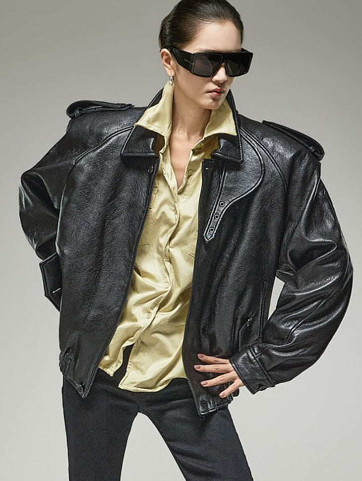 J3315 Vegan Leather Bomber Jumper