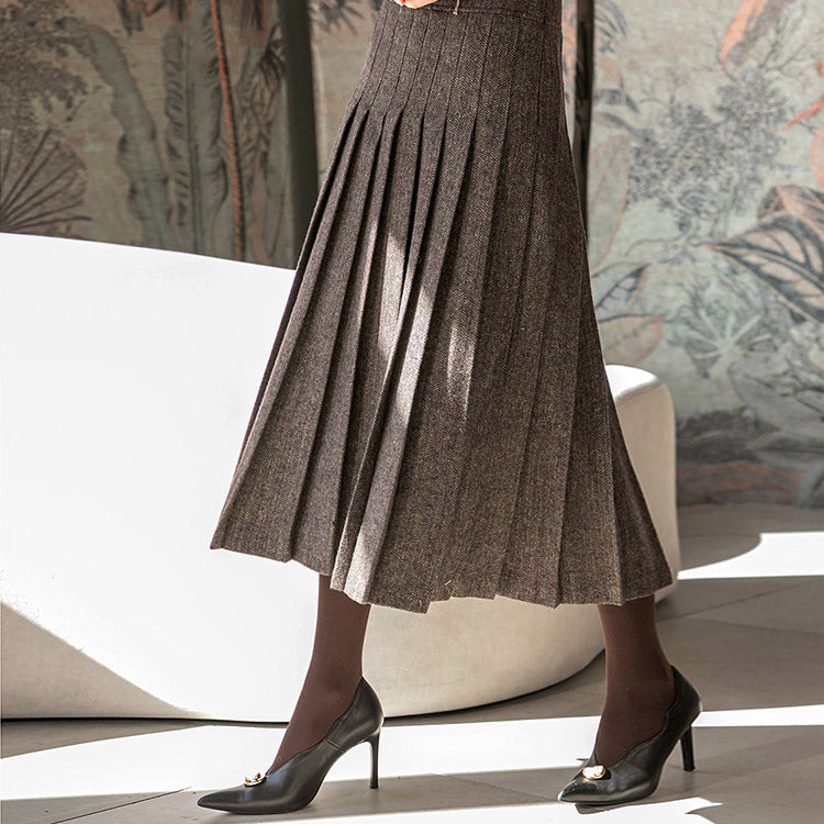 SK2387 Herringbone Pleats Skirt