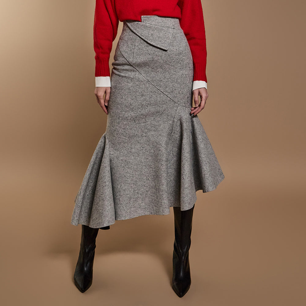 SK9222 Fold Over Mermaid wool Skirt