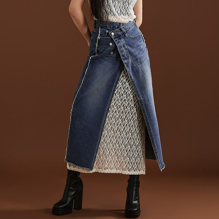 SK2603 Denim Warp Long Skirt