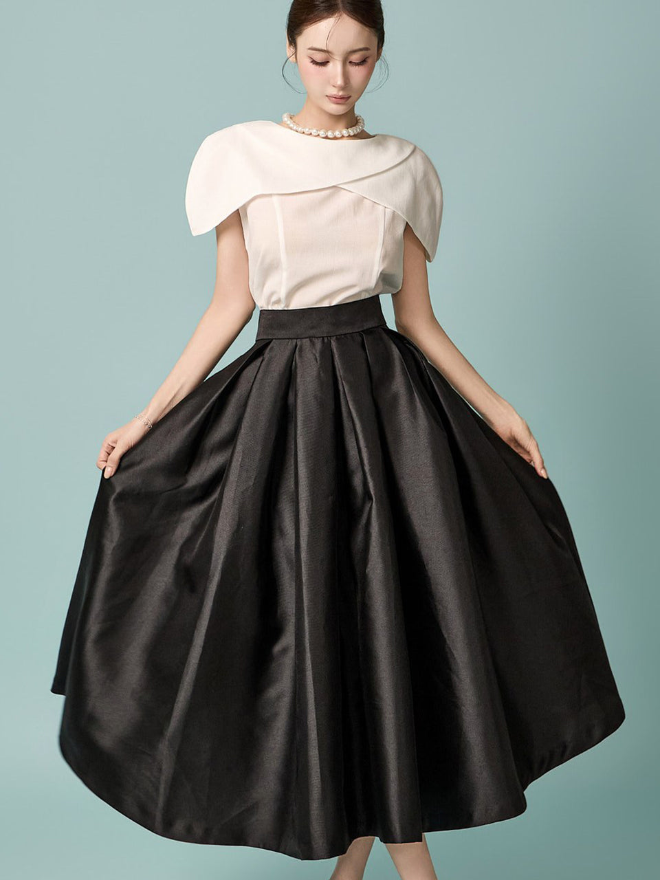 SK9288 Pintuck Flare Skirt